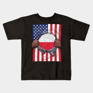 Poland Flag American Flag Ripped - Gift for Polish From Poland Kids T-Shirt